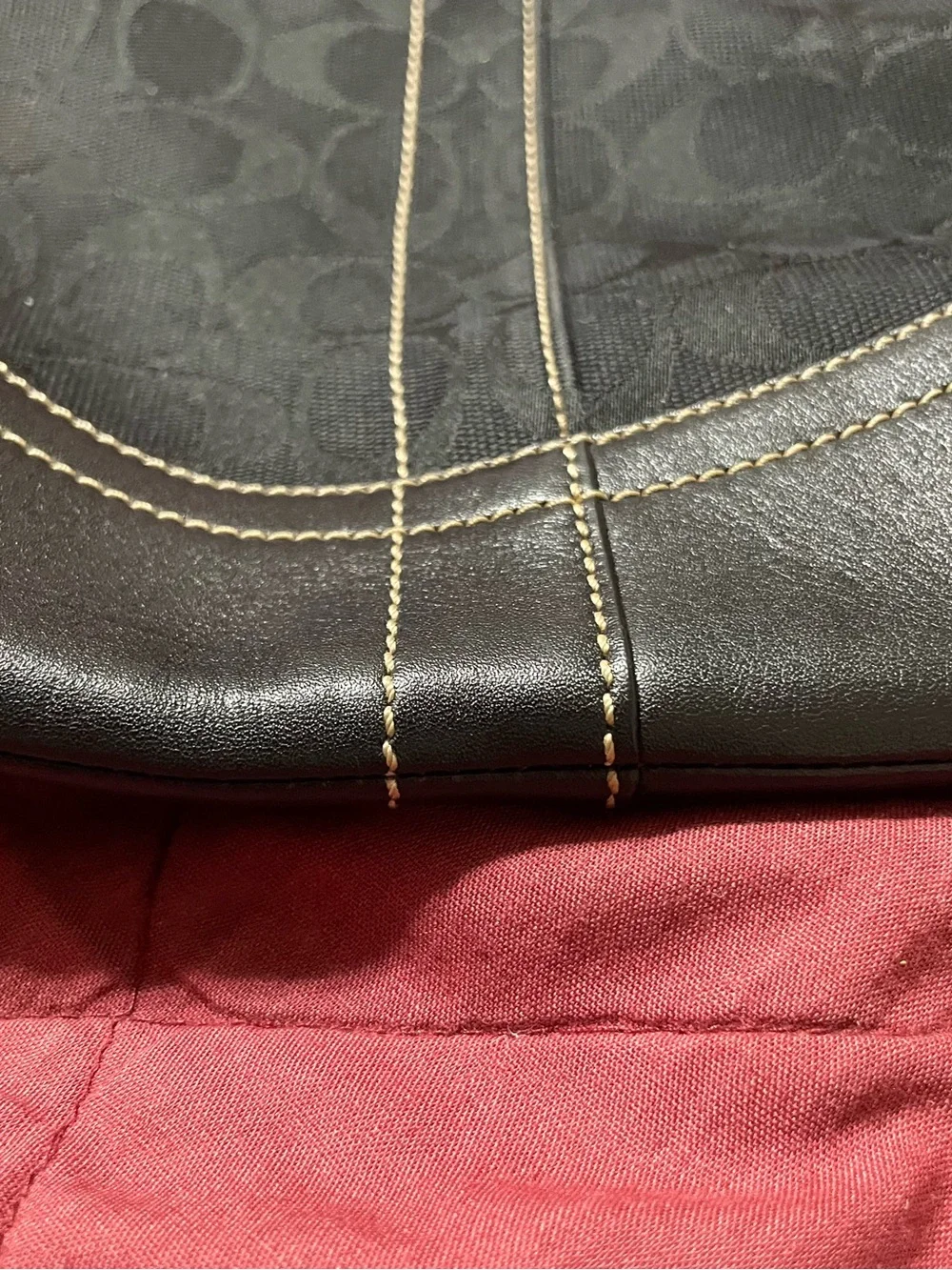 Coach Black Signature Canvas and Leather Shoulder Bag with Silver Hardware